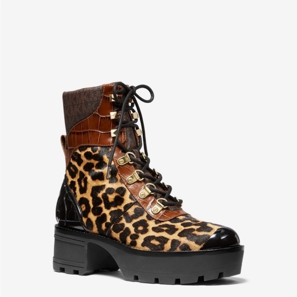 Michael Michael Kors mixed media calf hair combat boots